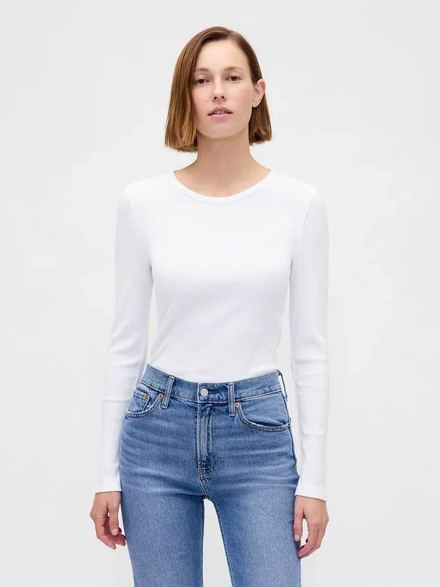Modern, kompakt ribbad kort T-shirt
