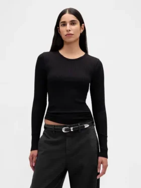 Modern, kompakt ribbad kort T-shirt