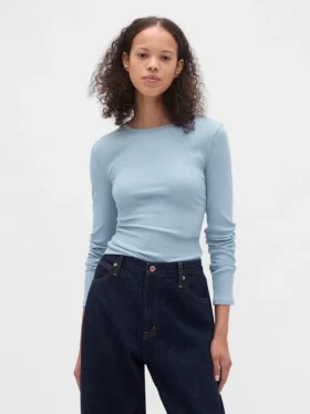 Modern, kompakt ribbad kort T-shirt
