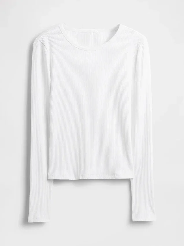 Modern, kompakt ribbad kort T-shirt