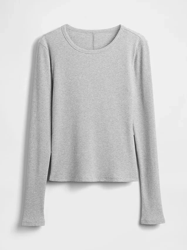 Modern, kompakt ribbad kort T-shirt