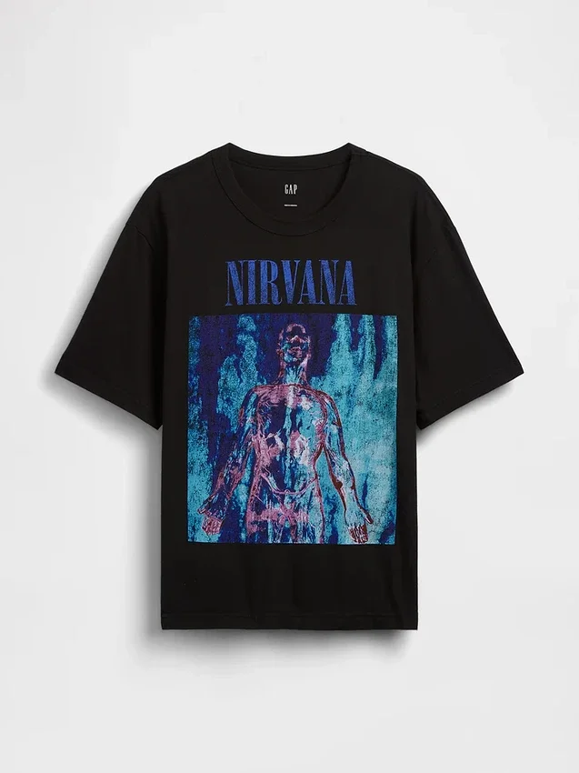 Nirvana T-shirt i tjockt tyg med kort passform och tryck