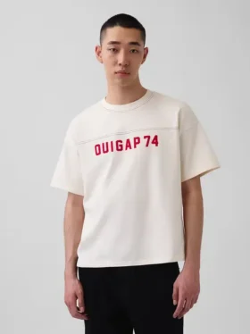 Ouigap T-shirt i tjockt tyg med kort passform och logotyp