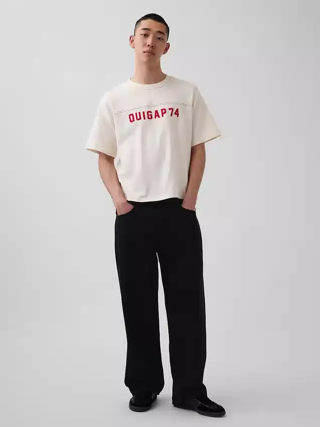 Ouigap T-shirt i tjockt tyg med kort passform och logotyp