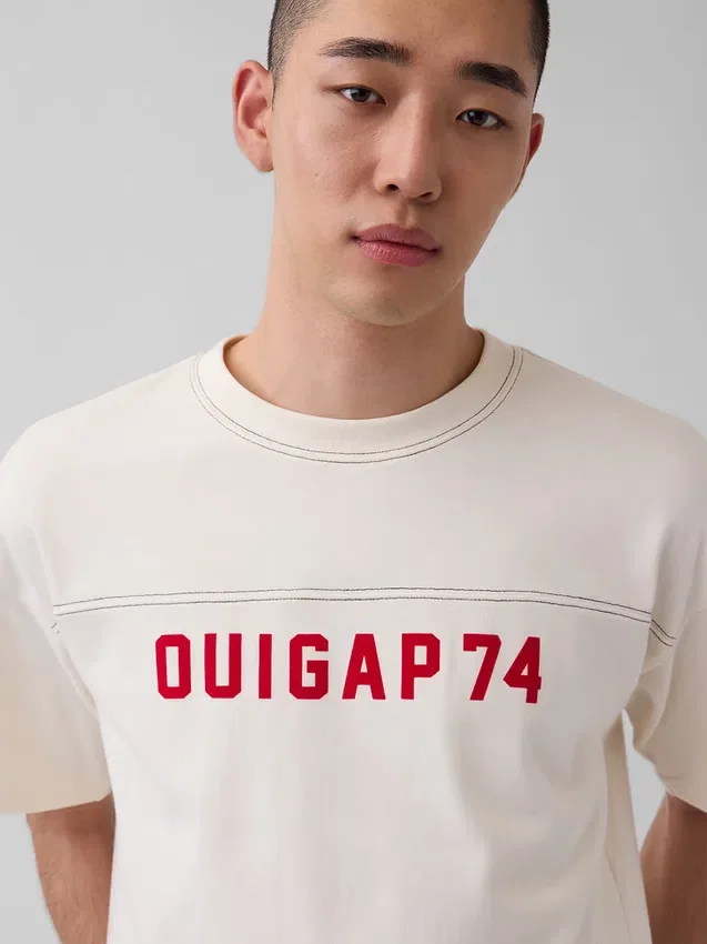 Ouigap T-shirt i tjockt tyg med kort passform och logotyp