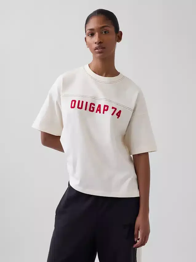 Ouigap T-shirt i tjockt tyg med kort passform och logotyp