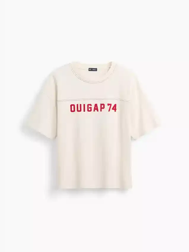 Ouigap T-shirt i tjockt tyg med kort passform och logotyp