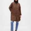 Oversized bilrock i ullblandning med hundtandsmönster