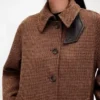 Oversized bilrock i ullblandning med hundtandsmönster