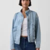 Oversized bomberjacka i denim