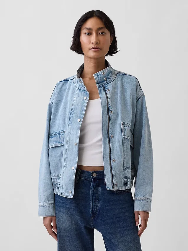 Oversized bomberjacka i denim