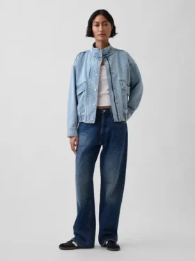 Oversized bomberjacka i denim