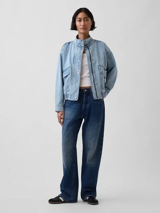 Oversized bomberjacka i denim
