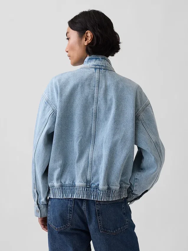Oversized bomberjacka i denim