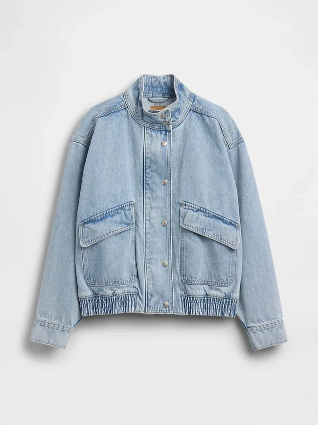 Oversized bomberjacka i denim