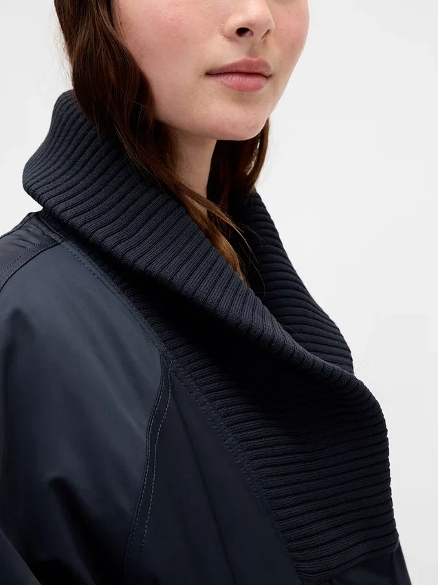 Oversized bomberjacka med stickad kant