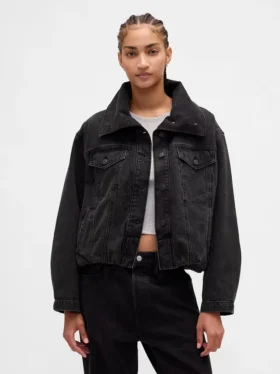 Oversized cocoonjacka i denim