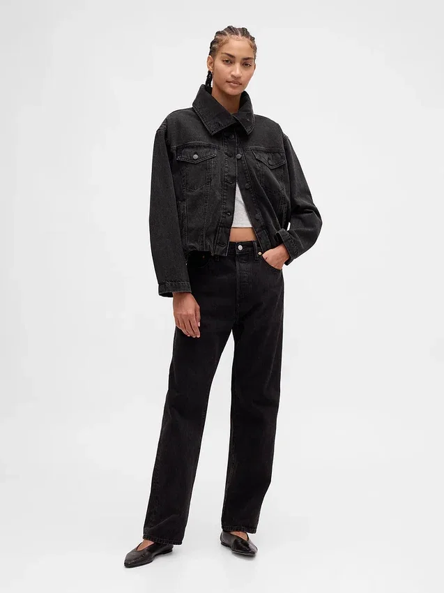 Oversized cocoonjacka i denim