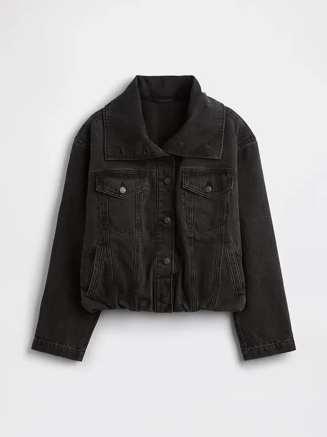 Oversized cocoonjacka i denim