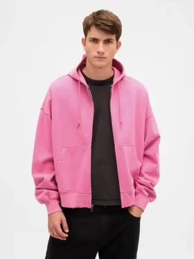 Oversized croppad hoodie med dragkedja för vuxna