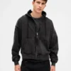 Oversized croppad hoodie med dragkedja för vuxna