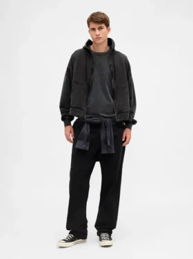 Oversized croppad hoodie med dragkedja för vuxna