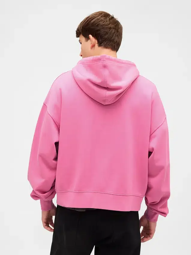 Oversized croppad hoodie med dragkedja för vuxna