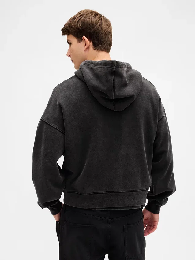 Oversized croppad hoodie med dragkedja för vuxna