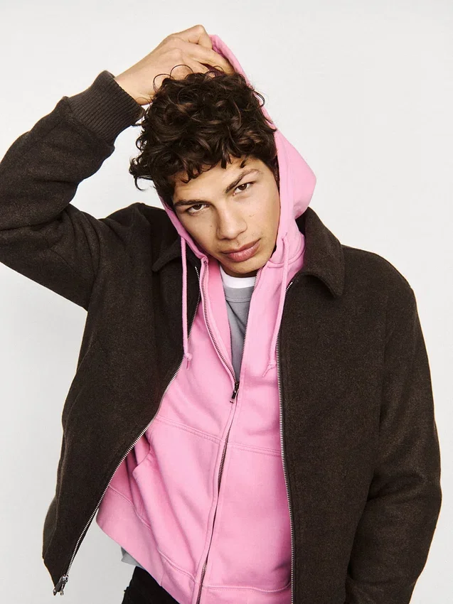 Oversized croppad hoodie med dragkedja för vuxna