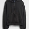 Oversized croppad hoodie med dragkedja för vuxna