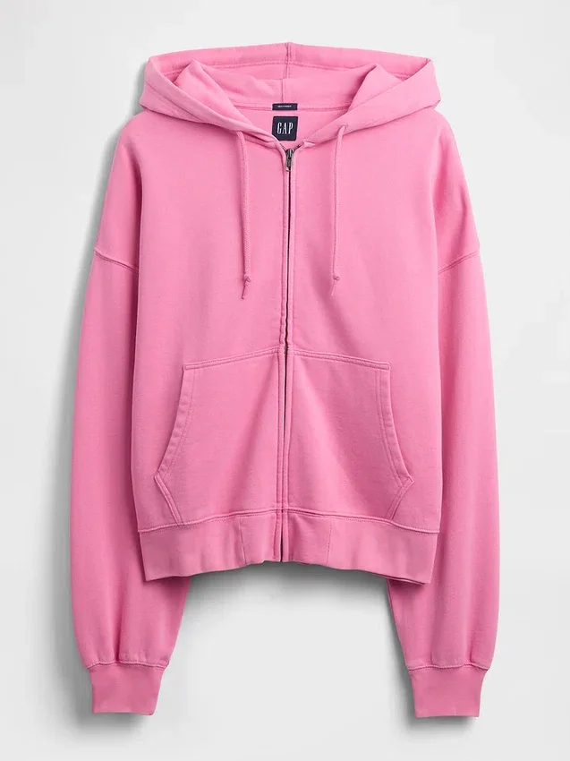 Oversized croppad hoodie med dragkedja för vuxna