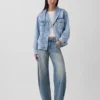Oversized denimjacka med sjalkrage