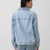 Oversized denimjacka med sjalkrage