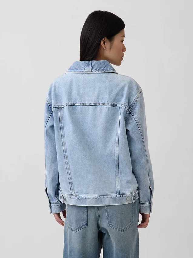 Oversized denimjacka med sjalkrage