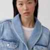 Oversized denimjacka med sjalkrage