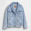 Oversized denimjacka med sjalkrage
