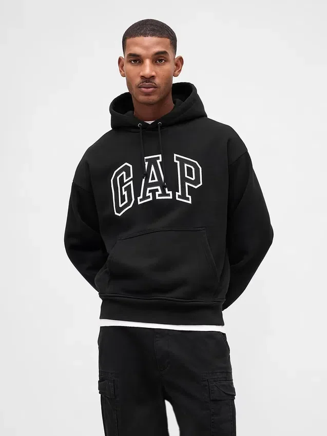 Oversized-hoodie i extra tjock fransk frotté med logo för vuxna