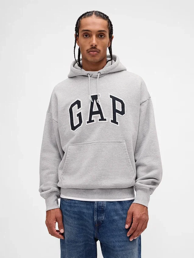 Oversized-hoodie i extra tjock fransk frotté med logo för vuxna