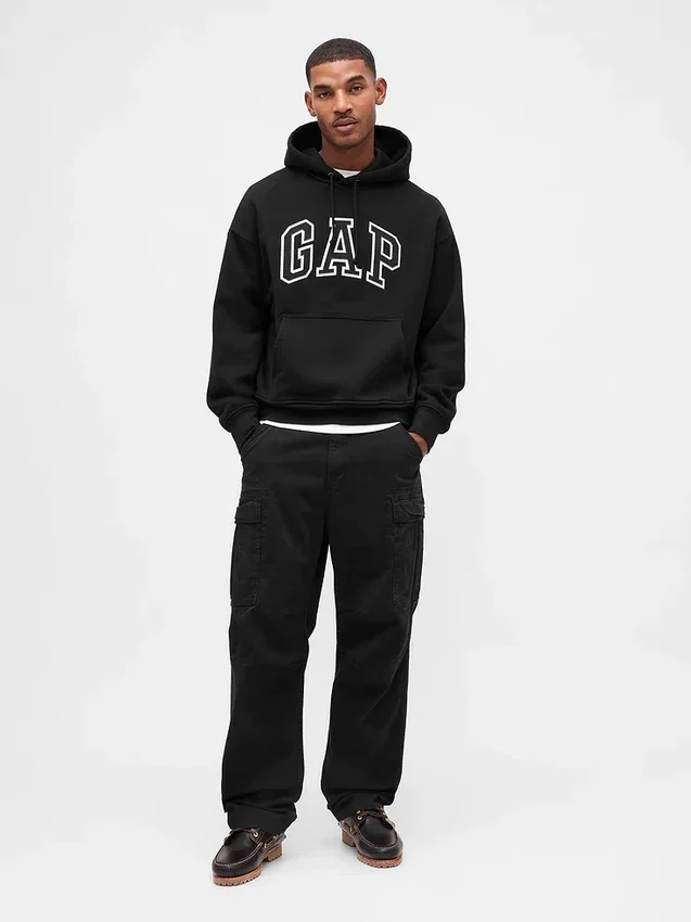 Oversized-hoodie i extra tjock fransk frotté med logo för vuxna