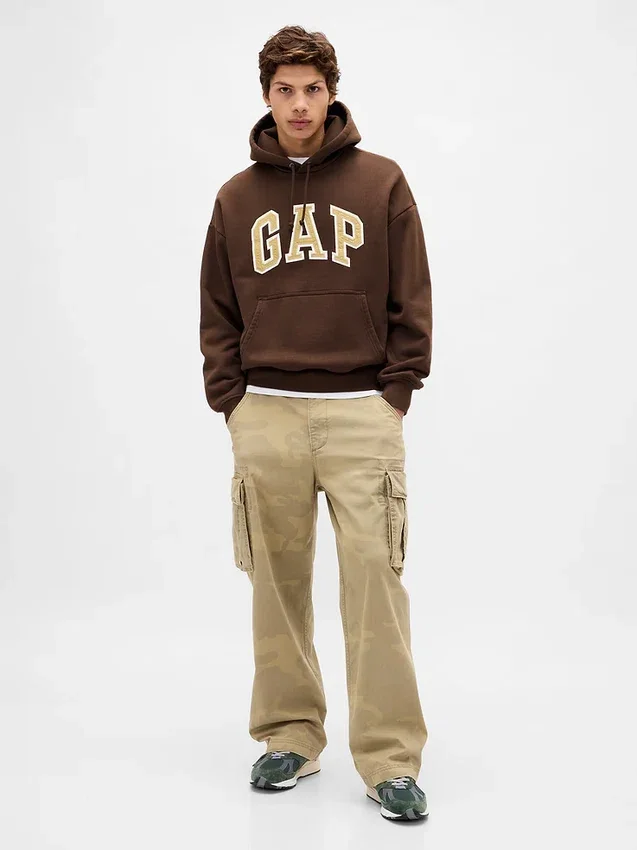 Oversized-hoodie i extra tjock fransk frotté med logo för vuxna