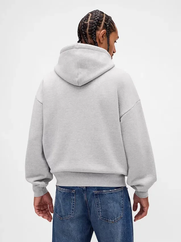 Oversized-hoodie i extra tjock fransk frotté med logo för vuxna