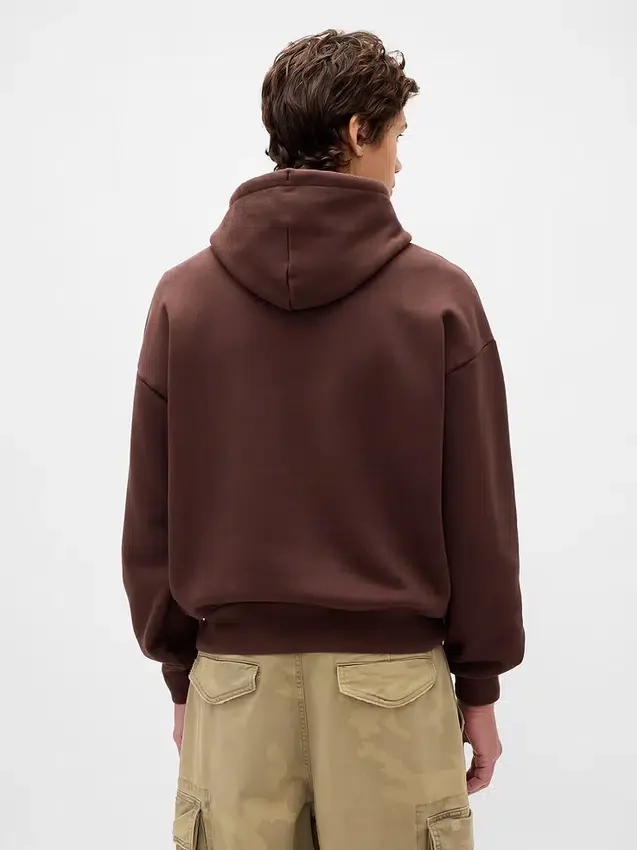 Oversized-hoodie i extra tjock fransk frotté med logo för vuxna