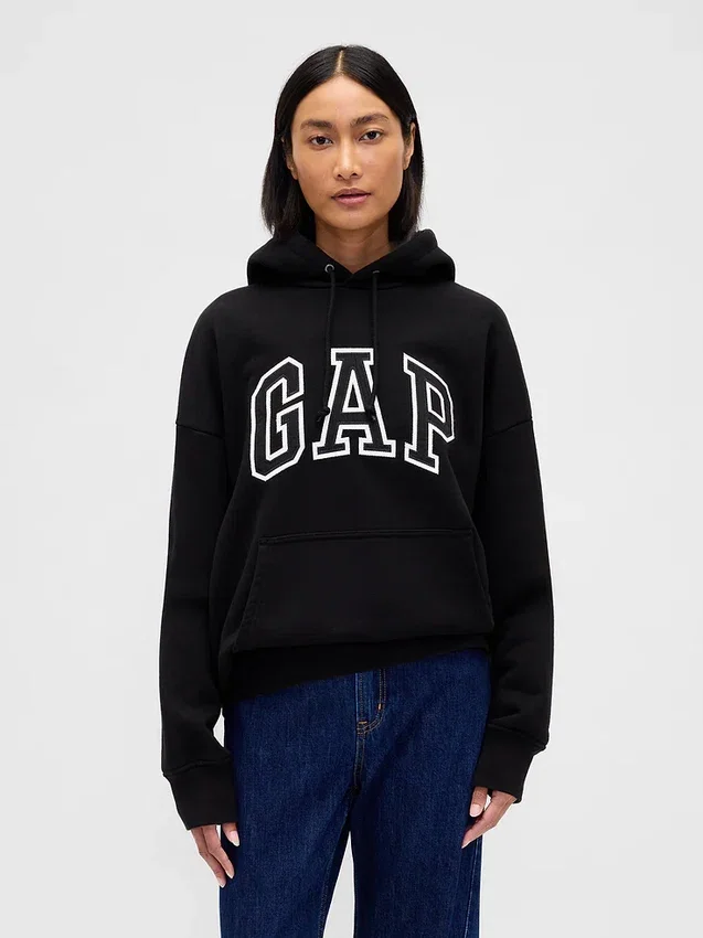 Oversized-hoodie i extra tjock fransk frotté med logo för vuxna