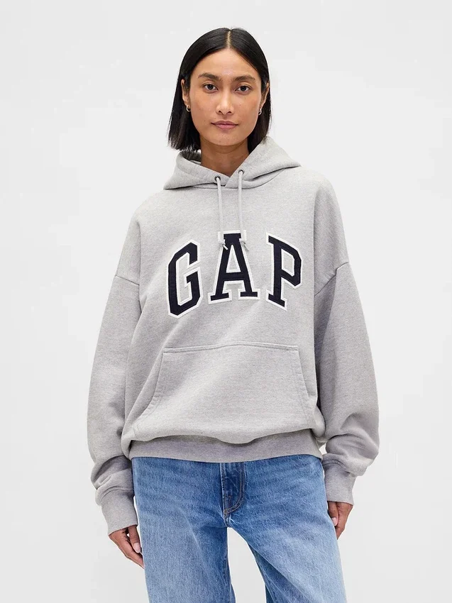 Oversized-hoodie i extra tjock fransk frotté med logo för vuxna