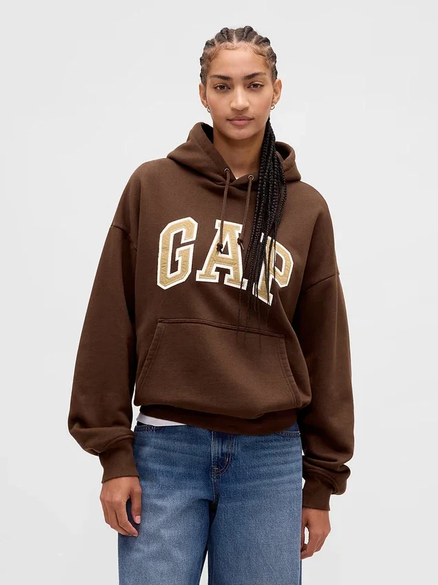 Oversized-hoodie i extra tjock fransk frotté med logo för vuxna
