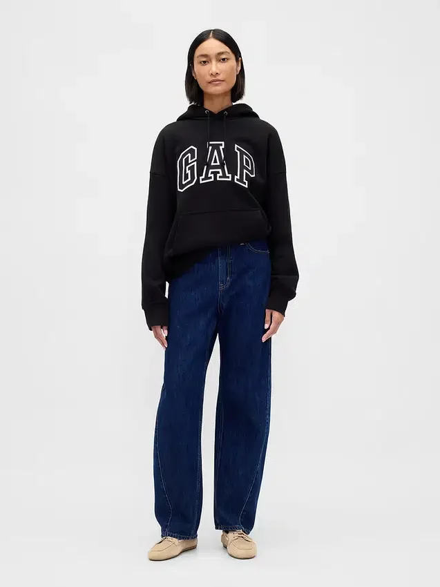 Oversized-hoodie i extra tjock fransk frotté med logo för vuxna