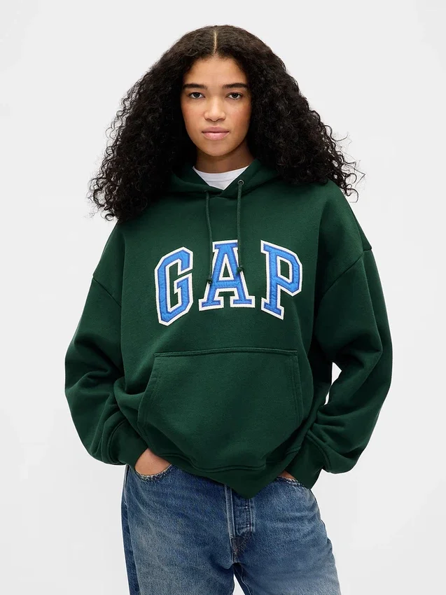 Oversized-hoodie i extra tjock fransk frotté med logo för vuxna