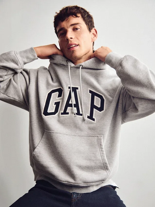 Oversized-hoodie i extra tjock fransk frotté med logo för vuxna