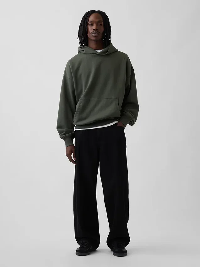 Oversized-hoodie i tjockt tyg för vuxna