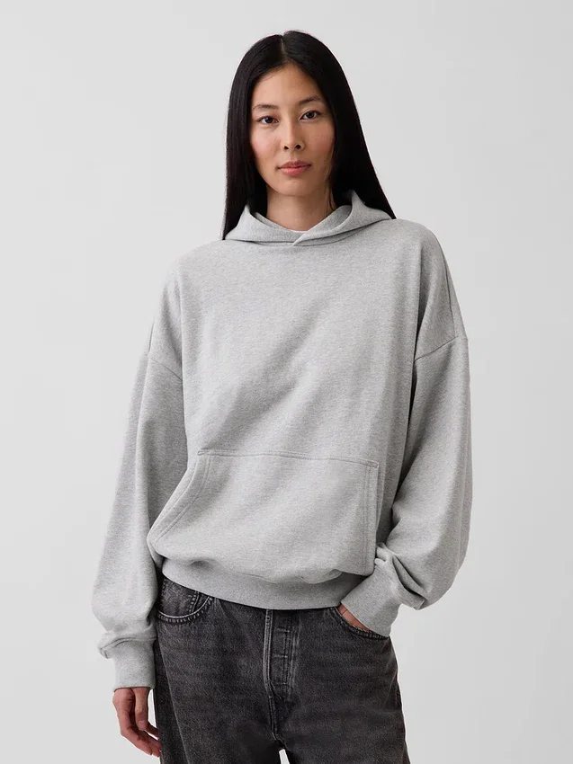 Oversized-hoodie i tjockt tyg för vuxna